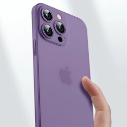 Eiroo Ghost Thin iPhone 14 Pro Ultra İnce Şeffaf Derin Mor Rubber Kılıf - 4