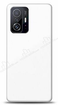 Eiroo Glass Xiaomi 11T Pro 5G Silikon Kenarlı Cam Beyaz Kılıf - 1