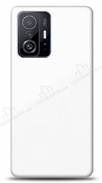 Eiroo Glass Xiaomi 11T Silikon Kenarlı Cam Beyaz Kılıf - 1