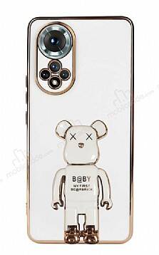 Eiroo Honor 50 Baby Bear Standlı Beyaz Silikon Kılıf - 1