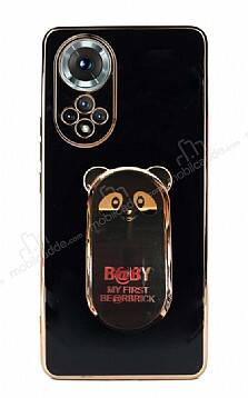 Eiroo Honor 50 Baby Panda Standlı Siyah Silikon Kılıf - 1