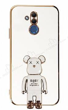 Eiroo Huawei Mate 20 Lite Baby Bear Standlı Beyaz Silikon Kılıf - 1