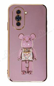 Eiroo Huawei nova 10 Candy Bear Standlı Mor Silikon Kılıf - 1