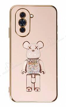 Eiroo Huawei nova 10 Candy Bear Standlı Pembe Silikon Kılıf - 1