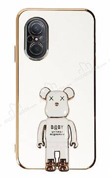 Eiroo Huawei nova 9 SE Baby Bear Standlı Beyaz Silikon Kılıf - 1