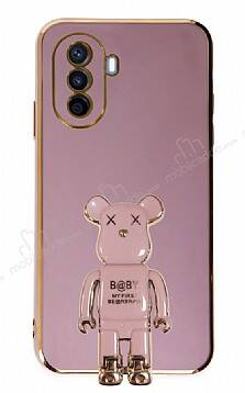 Eiroo Huawei Nova Y70 Baby Bear Standlı Mor Silikon Kılıf - 1