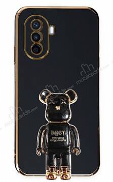 Eiroo Huawei Nova Y70 Baby Bear Standlı Siyah Silikon Kılıf - 1