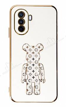 Eiroo Huawei Nova Y70 Bearbrick Standlı Beyaz Silikon Kılıf - 1