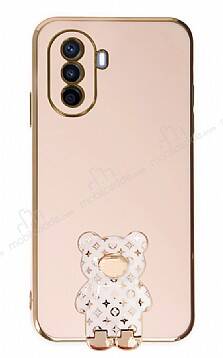 Eiroo Huawei Nova Y70 Lüks Ayı Standlı Pembe Silikon Kılıf - 1