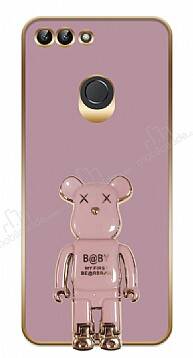 Eiroo Huawei P Smart 2018 Baby Bear Standlı Mor Silikon Kılıf - 1