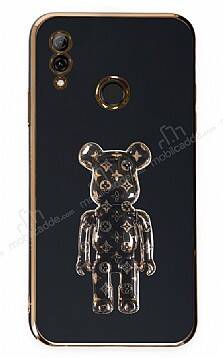 Eiroo Huawei P Smart 2019 Bearbrick Standlı Siyah Silikon Kılıf - 1