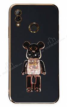 Eiroo Huawei P Smart 2019 Candy Bear Standlı Siyah Silikon Kılıf - 1