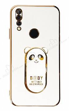 Eiroo Huawei P Smart Z Baby Panda Standlı Beyaz Silikon Kılıf - 1