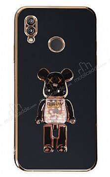 Eiroo Huawei P20 Lite Candy Bear Standlı Siyah Silikon Kılıf - 1