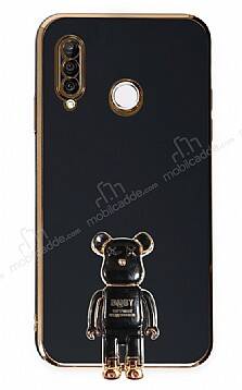 Eiroo Huawei P30 Lite Baby Bear Standlı Siyah Silikon Kılıf - 1