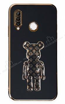 Eiroo Huawei P30 Lite Bearbrick Standlı Siyah Silikon Kılıf - 1