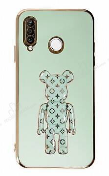 Eiroo Huawei P30 Lite Bearbrick Standlı Yeşil Silikon Kılıf - 1