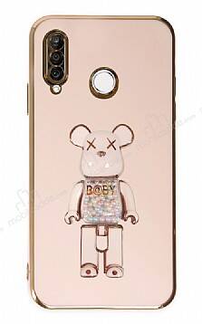 Eiroo Huawei P30 Lite Candy Bear Standlı Pembe Silikon Kılıf - 1