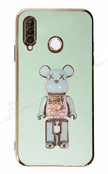 Eiroo Huawei P30 Lite Candy Bear Standlı Yeşil Silikon Kılıf - 1