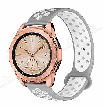 Eiroo Huawei Watch GT2 Pro Silikon Gri-Beyaz Spor Kordon - 1