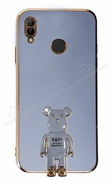 Eiroo Huawei Y6 2019 Baby Bear Standlı Mavi Silikon Kılıf - 1