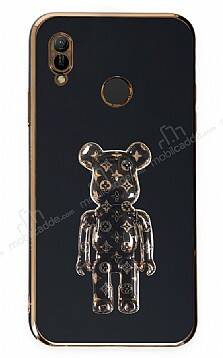 Eiroo Huawei Y6 2019 Bearbrick Standlı Siyah Silikon Kılıf - 1