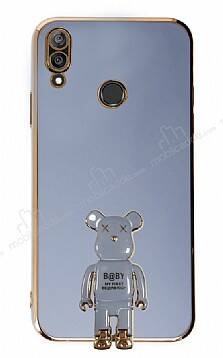 Eiroo Huawei Y7 2019 Baby Bear Standlı Mavi Silikon Kılıf - 1