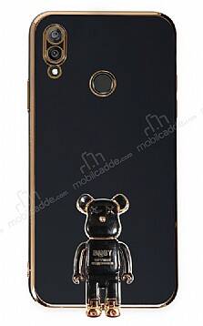 Eiroo Huawei Y7 2019 Baby Bear Standlı Siyah Silikon Kılıf - 1