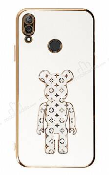 Eiroo Huawei Y7 2019 Bearbrick Standlı Beyaz Silikon Kılıf - 1