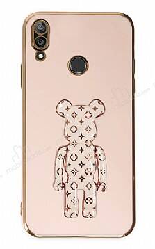 Eiroo Huawei Y7 2019 Bearbrick Standlı Pembe Silikon Kılıf - 1