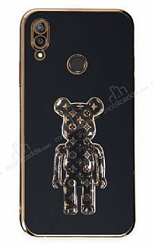 Eiroo Huawei Y7 2019 Bearbrick Standlı Siyah Silikon Kılıf - 1