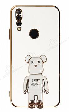 Eiroo Huawei Y9 Prime 2019 Baby Bear Standlı Beyaz Silikon Kılıf - 1