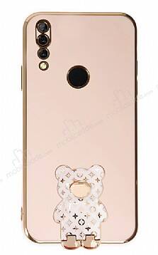 Eiroo Huawei Y9 Prime 2019 Lüks Ayı Standlı Pembe Silikon Kılıf - 1