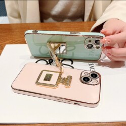 Eiroo iPhone 11 Aynalı Parfüm Standlı Pembe Silikon Kılıf - 5