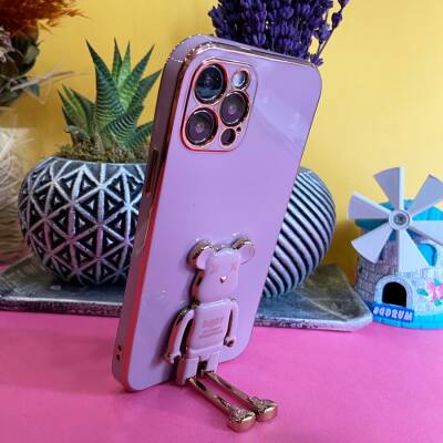 Eiroo iPhone 11 Baby Bear Standlı Mor Silikon Kılıf - 3