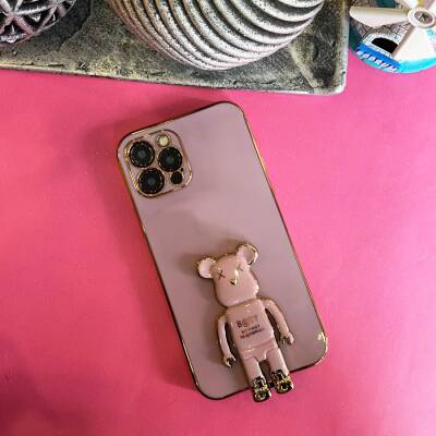 Eiroo iPhone 11 Baby Bear Standlı Mor Silikon Kılıf - 4