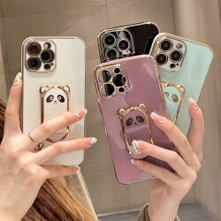 Eiroo iPhone 11 Baby Panda Standlı Beyaz Silikon Kılıf - 3