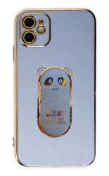 Eiroo iPhone 11 Baby Panda Standlı Mavi Silikon Kılıf - 1