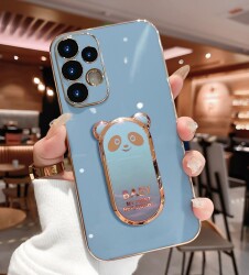 Eiroo iPhone 11 Baby Panda Standlı Mavi Silikon Kılıf - 8