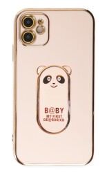 Eiroo iPhone 11 Baby Panda Standlı Pembe Silikon Kılıf - 1