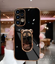 Eiroo iPhone 11 Baby Panda Standlı Siyah Silikon Kılıf - 3