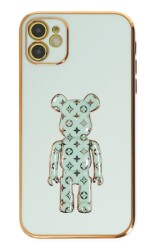 Eiroo iPhone 11 Bearbrick Standlı Yeşil Silikon Kılıf - 1