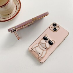 Eiroo iPhone 11 Bulldog Standlı Mor Silikon Kılıf - 4