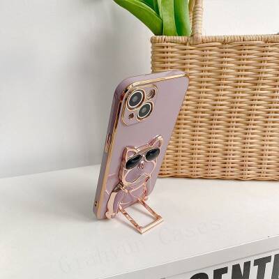 Eiroo iPhone 11 Bulldog Standlı Pembe Silikon Kılıf - 2