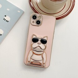 Eiroo iPhone 11 Bulldog Standlı Pembe Silikon Kılıf - 7