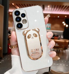 Eiroo iPhone 11 Pro Baby Panda Standlı Beyaz Silikon Kılıf - 6