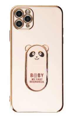 Eiroo iPhone 11 Pro Baby Panda Standlı Pembe Silikon Kılıf - 1