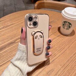 Eiroo iPhone 11 Pro Baby Panda Standlı Pembe Silikon Kılıf - 7