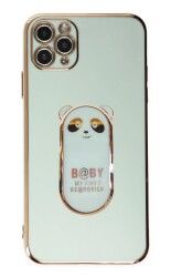 Eiroo iPhone 11 Pro Baby Panda Standlı Yeşil Silikon Kılıf - 1