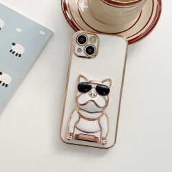 Eiroo iPhone 11 Pro Bulldog Standlı Beyaz Silikon Kılıf - 7